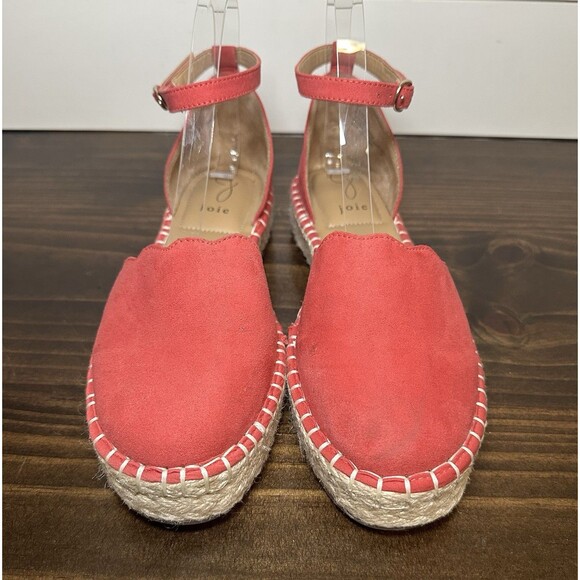 Joie Cruz Ankle Strap Espadrille Red Suede Platform Shoes Sandals Women's 9M - Picture 5 of 11